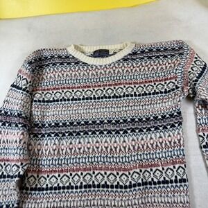 Peconic Bay Traders Vintage Fair Isle Sweater Mens XL Cotton Made in USA Cream